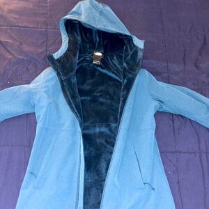 North face blue fleece lined hooded jacket #wintercoat